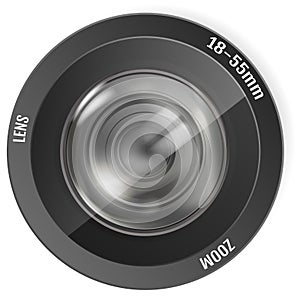 Modern Realistic Photo Lens. Photo Camera Lens