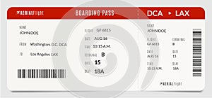 Modern realistic plane boarding pass