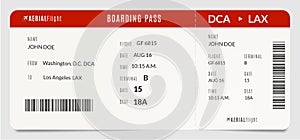 Modern realistic plane boarding pass photo