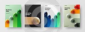 Modern realistic spheres corporate identity illustration collection