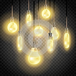 Modern realistic vector collection of light bulbs. Isolated illustration