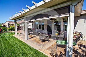 Modern Rear Yard Patio With Furniture