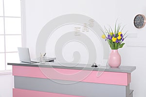 Modern reception desk in beauty salon