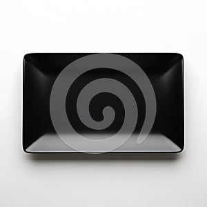 Modern rectangular black serving tray isolated on white background