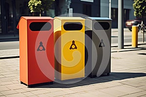 Modern Recycling Bins in Urban Setting