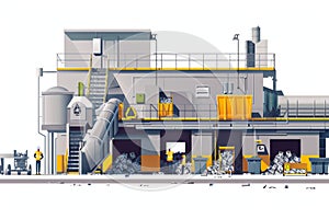 Modern Recycling Plant Workers Sorting Materials