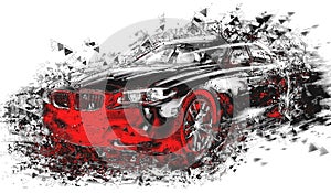 Modern red abstract sports car art effect