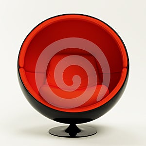 Modern red ball chair isolated on white background