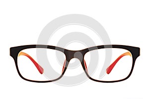 Modern red and black fashion eye glasses isolated