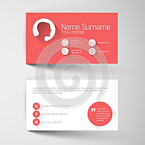 Modern red business card template with flat user interface