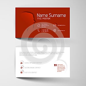 Modern red business card template with flat user interface