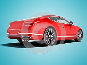 Modern red car sedan business class for trip to work behind 3d r