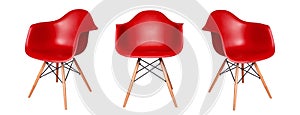 Modern red chair stool isolated on white background