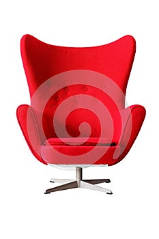 modern red classic armchair isolated on white background, clipping path