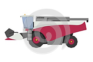 Modern red combine harvester