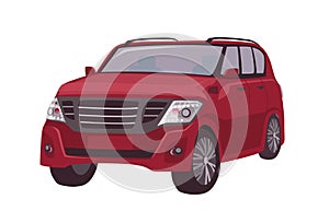 Modern red crossover, CUV car or automobile isolated on white background. Elegant stylish premium motor vehicle for