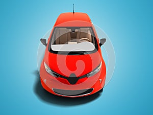 Modern red electric hatchback car for trips in the city front vi