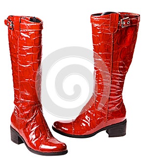 Modern red female boots