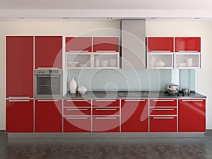 Modern red kitchen