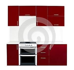 Modern red kitchen interior