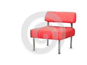 Modern red leather chair isolated