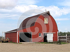 Modern red metal barn. photo