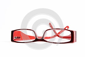 Modern red reading glasses