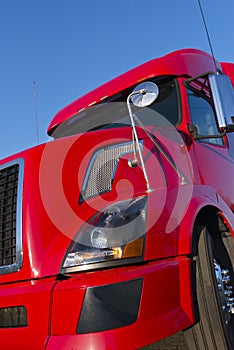 Modern red semi truck