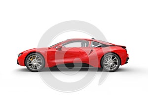 Modern red sports car - side view