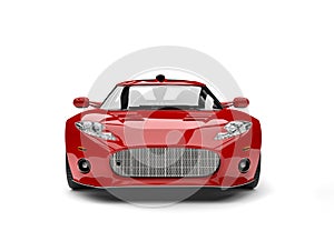 Modern red super sports car - front view