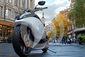 Modern refinement: high level of sophistication and perfection in modernized motorcycle, representing high class and photo