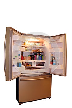 Modern refrigerator with food