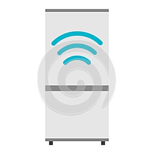 Modern refrigerator kitchen flat vector illustration.