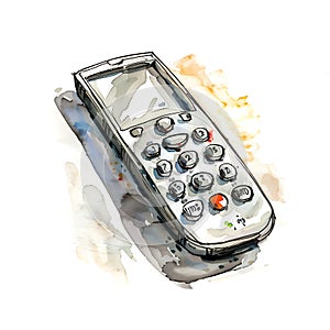 Modern Remote Control Watercolor Sketch