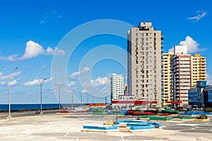 Modern resedential buildings close to Malecon promenade, Vedado, Havana, Cuba