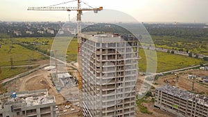 Modern residental complex under construction in the suburbs of a big city