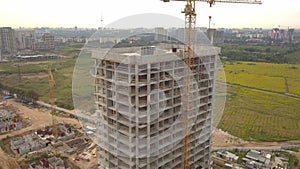 Modern residental complex under construction in the suburbs of a big city