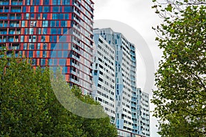 Modern residential area with a green trees in Europe