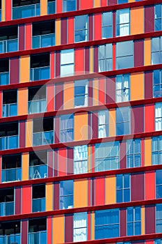 Modern residential building facade with windows and balconies. Rotterdam