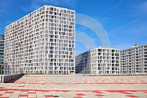 Modern residential buildings in Vienna, Austria.