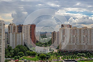 Modern residential complex for families, aerial view