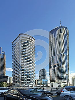 Modern residential complexes of residential high-rise buildings in Dubai