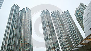 Modern residential and office buildings of skyscrapers in Hong Kong. Achievements in the field of construction of the