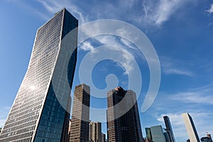 Modern Residential Skyscrapers along the East River of Midtown Manhattan in New York City