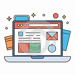 Modern responsive web development computer setup with sleek monitors, clean UI previews,