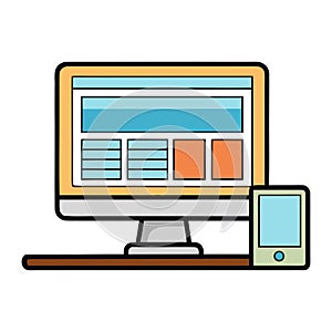 Modern responsive web development computer setup with sleek monitors,