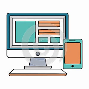 Modern responsive web development computer setup with sleek monitors,
