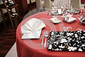 Modern restaurant dinner table