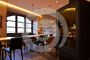 Modern restaurant interior design. Stylish dining room