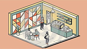 Modern Restaurant Interior Geometric Wall Pattern, vector design Generative AI